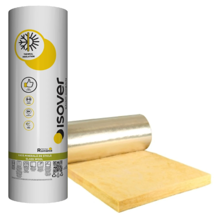Vata minerala de sticla Isover Domo Alu caserata 100 mm / 9 mp
